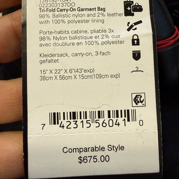 TUMI Alpha Garment Bag BRAND NEW!! - Picture 9 of 15